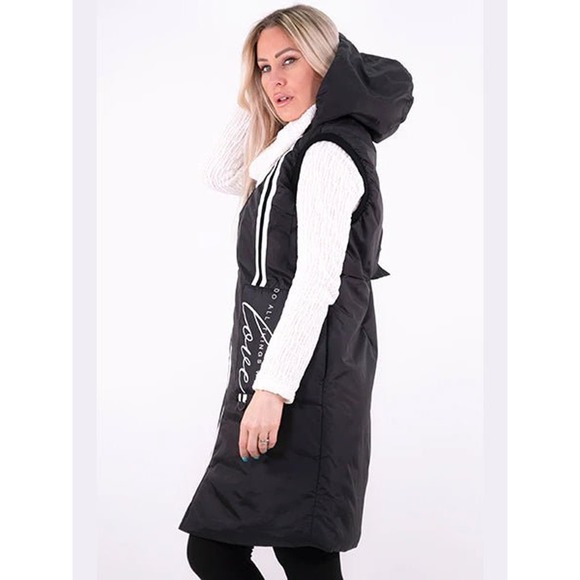 Women's Sleeveless Hooded Long Vest Coat Size L Puffer Michael Tyler Cozy NWT - Picture 2 of 4